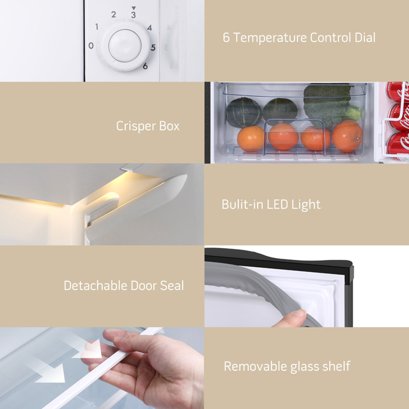 Frestec 3.2 Cubic Feet Portable Freestanding Mini Fridge with Freezer